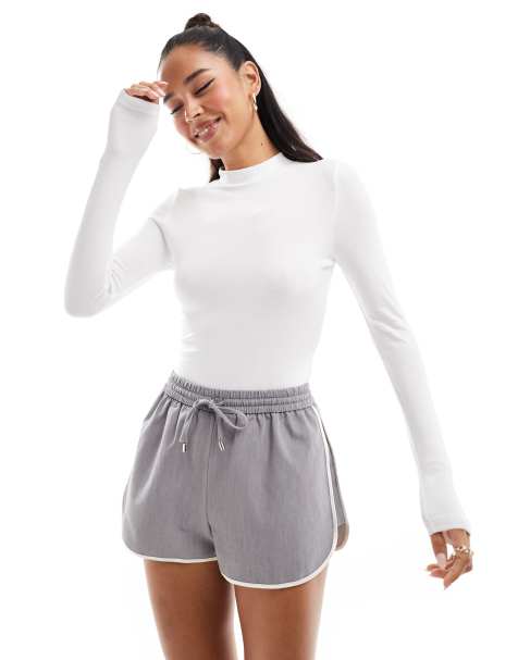 ASOS DESIGN – Białe body z półgolfem i długim rękawem - view 1