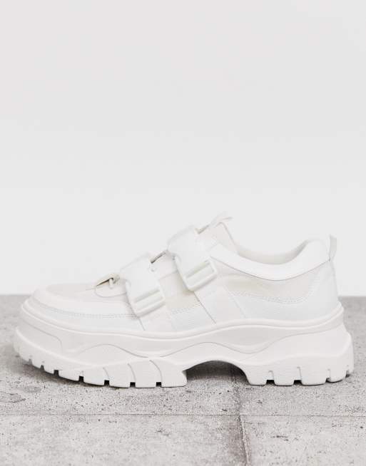 ASOS DESIGN – białe buty sportowe z grubą podeszwą i paskami, 4 z 4