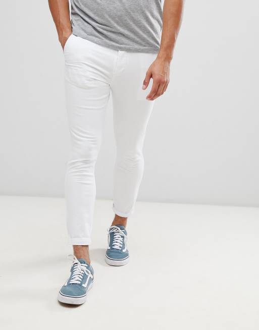 ASOS DESIGN –BIałe chinosy o bardzo obcisłym kroju ze skróconymi nogawkami