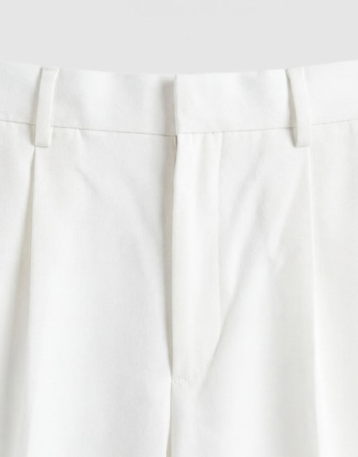 ASOS DESIGN – Białe dopasowane szorty bermudy oversize z zakładkami, 9 z 9