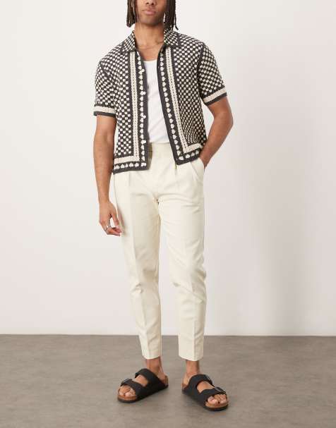 ASOS DESIGN smart tapered cotton chino trousers in white
