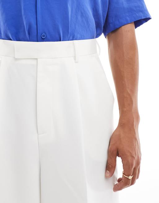 ASOS DESIGN – Białe eleganckie spodnie z bardzo szerokimi nogawkami, 4 z 5