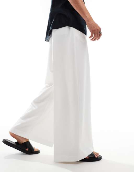 ASOS DESIGN – Białe eleganckie spodnie z bardzo szerokimi nogawkami, 2 z 5