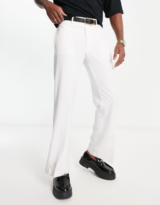 ASOS DESIGN – Białe eleganckie spodnie z rozszerzanymi nogawkami, 4 z 4