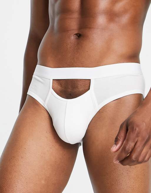 ASOS DESIGN – Białe figi ze wstawką z wycięciem, 4 z 4