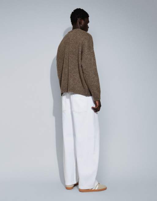ASOS DESIGN – Białe jeansy barrel z kontrastowymi beżowymi szwami, 3 z 9