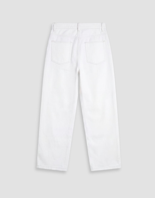ASOS DESIGN – Białe jeansy barrel z kontrastowymi beżowymi szwami, 7 z 9