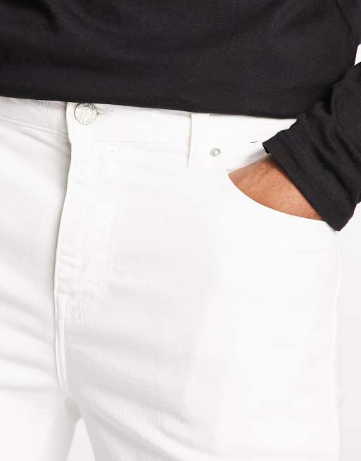 ASOS DESIGN – Białe jeansy o obcisłym kroju z przedarciami na kolanach, 3 z 4
