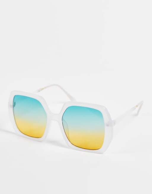 ASOS DESIGN – Białe okulary przeciwsłoneczne z ozdobnymi szkłami w stylu lat 70. – WHITE