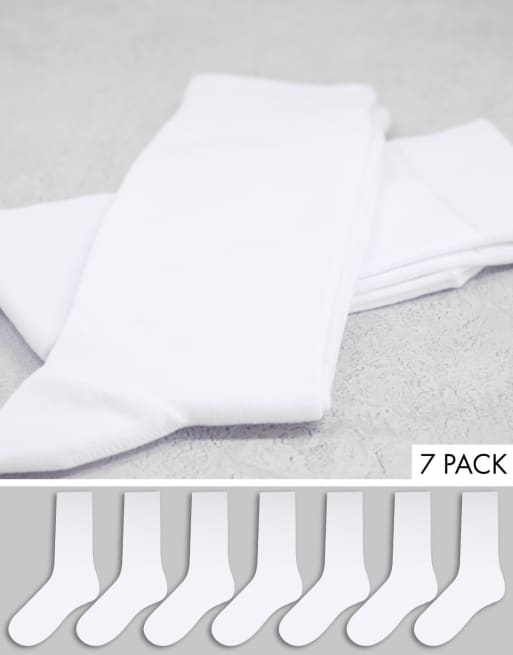ASOS DESIGN – Białe skarpetki do kostki, 7 par – w zestawie taniej!