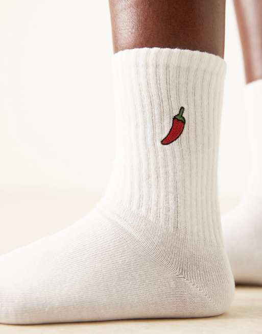 ASOS DESIGN – Białe skarpetki z motywem papryczki chilli, 3 z 3