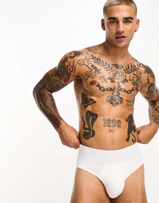 ASOS DESIGN – Białe slipy z prześwitującymi wstawkami
