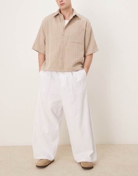 ASOS DESIGN – Białe spodnie baggy z balonowymi nogawkami i zakładkami - view 1