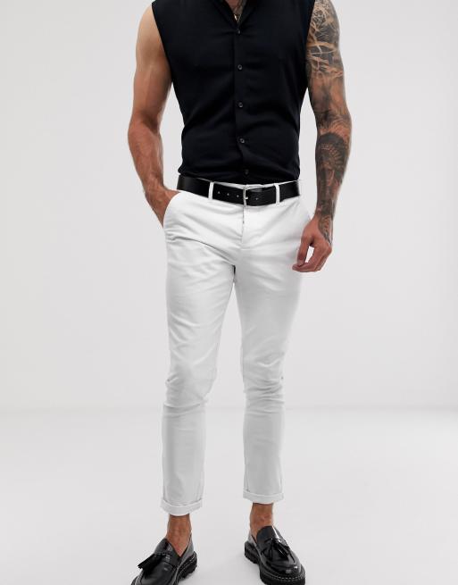 ASOS DESIGN – Białe spodnie chinosy o bardzo obcisłym kroju