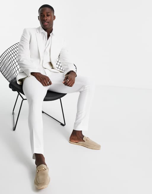 ASOS DESIGN – Białe spodnie garniturowe o bardzo obcisłym kroju