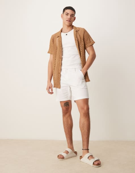 ASOS DESIGN skinny mid length chino shorts in white