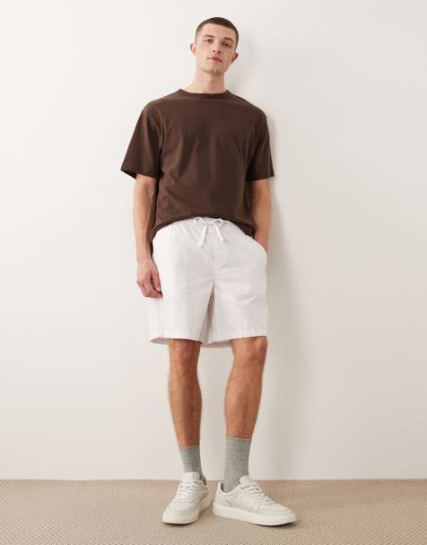 ASOS DESIGN – Białe średniej długości szorty z mieszanki lnu - view 1