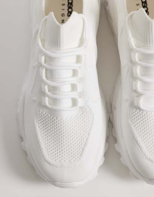 ASOS DESIGN – Białe sznurowane buty sportowe z dzianiny, 2 z 5