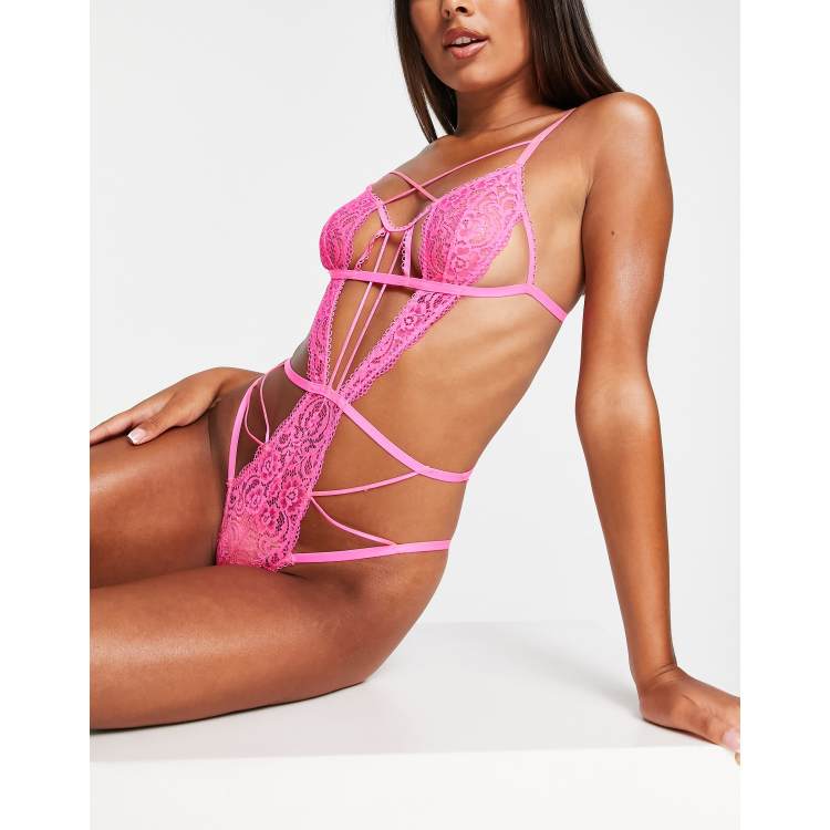 Bianca Body in morbido pizzo con cut-out e fascette in vivo Asos Donna Abbigliamento Intimo Body intimo 