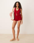 [ASOS DESIGN] ASOS DESIGN bianca buttoned waistcoat in red (Part of a set)-Neutral XS Red