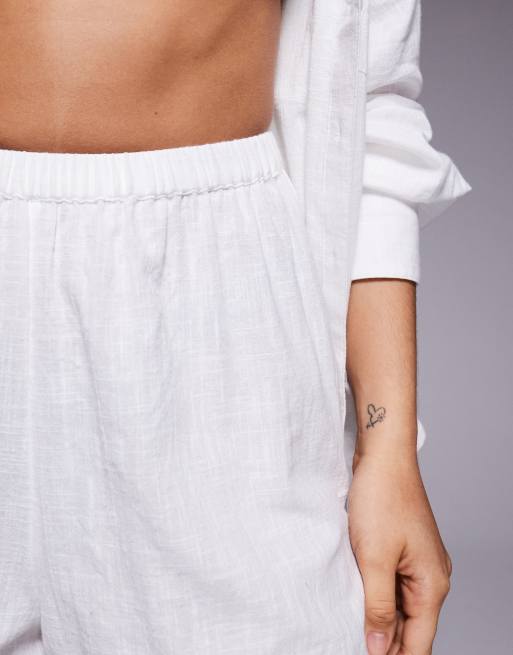 ASOS DESIGN Biarritz beach textured cotton short co ord in white, 4 of 5