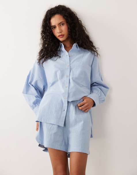 ASOS DESIGN Biarritz strandshorts i bomulls- och linnemix, set i blått - view 1