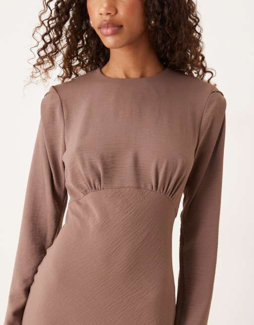 ASOS DESIGN bias bust detail maxi dress in deep taupe, 4 of 4