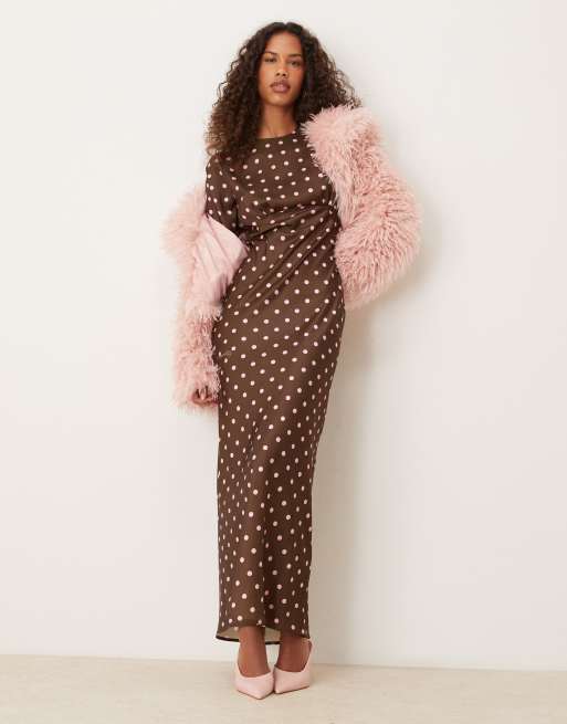 ASOS DESIGN bias bust detail maxi dress in dot print