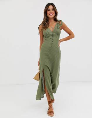 button front maxi dress