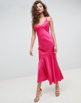 pink maxi slip dress