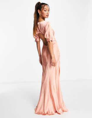 ASOS DESIGN bias cut maxi tea dress in satin | ASOS