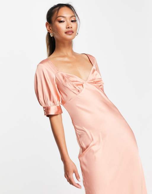 ASOS DESIGN bias cut maxi tea dress in satin | ASOS