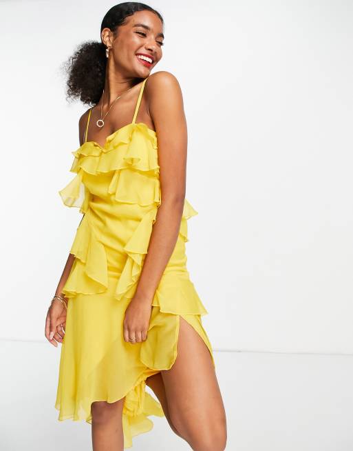 Asos yellow shop midi dress