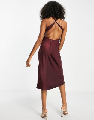 asos design bias cut midi satin dress ASOS DESIGN bias cut midi dress with scoop back in satin twill