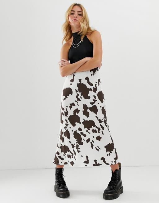 Cow print long outlet skirt