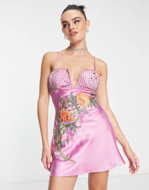 Embellish your cocktail dresses with our printed satin fabric