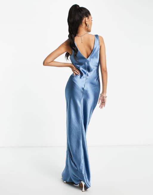ASOS DESIGN bias cut satin maxi slip dress with soft v neckline detail |  ASOS