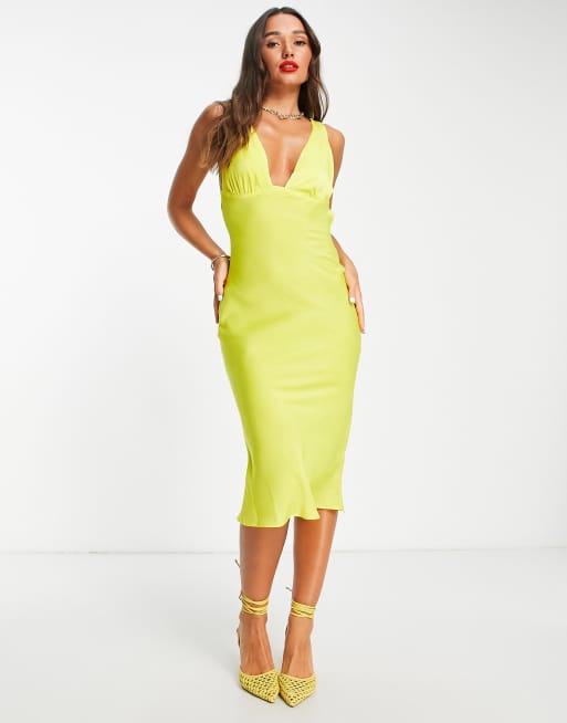 ASOS DESIGN satin one shoulder maxi dress with cut out elastic