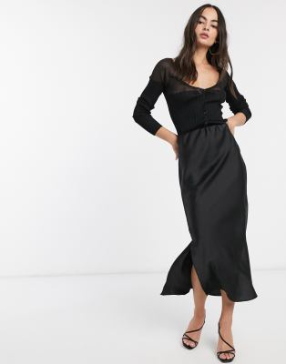 black silk bias skirt