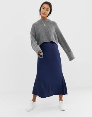 asos satin midi skirt