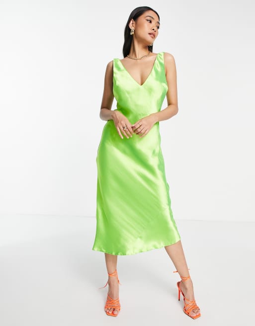 Lime green silk store dress