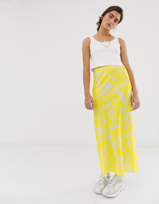 asos design bias cut satin slip midi skirt