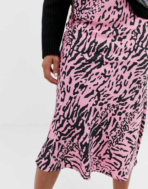 Pink animal print store skirt