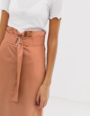 asos design bias cut satin slip midi skirt
