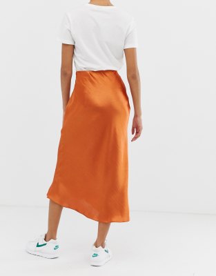 ASOS DESIGN bias cut satin slip midi 