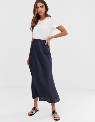 ASOS DESIGN bias cut satin slip midi skirt | ASOS