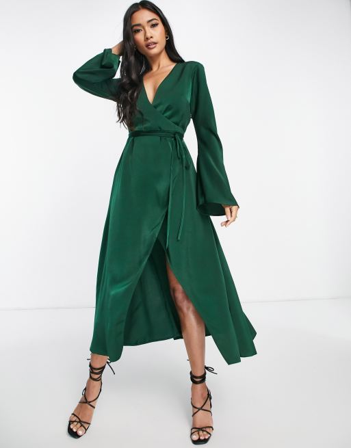 Asos green satin dress on sale