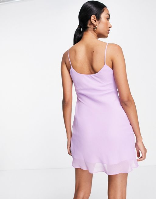 ASOS DESIGN asymmetric color block satin midi dress with lace-up back in  pink