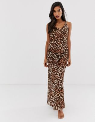 sheer leopard maxi dress