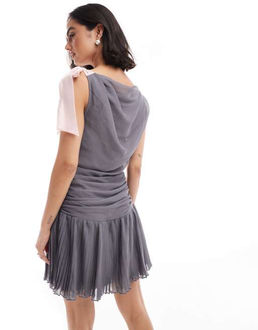 Clearance asos grey pleated dress